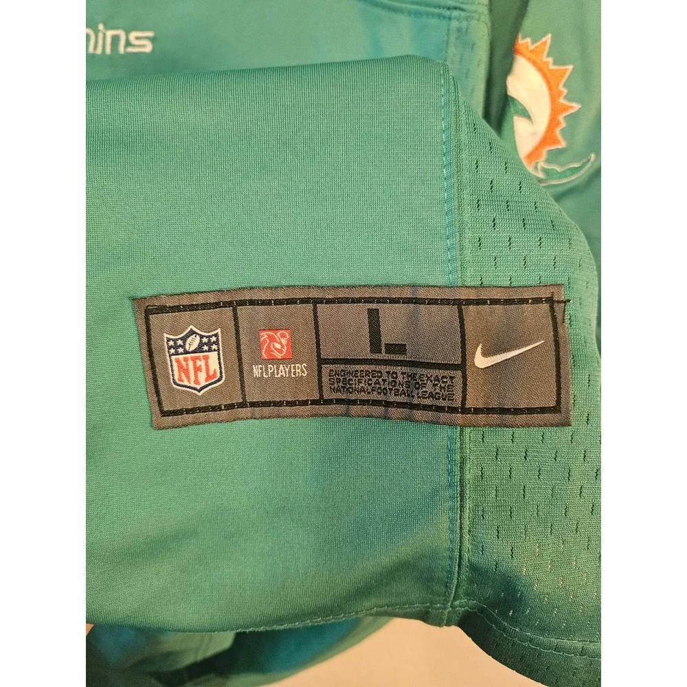 Nike Miami Dolphins Huth 49 On Field Jersey Mens Large Aqua Teal NFL Football